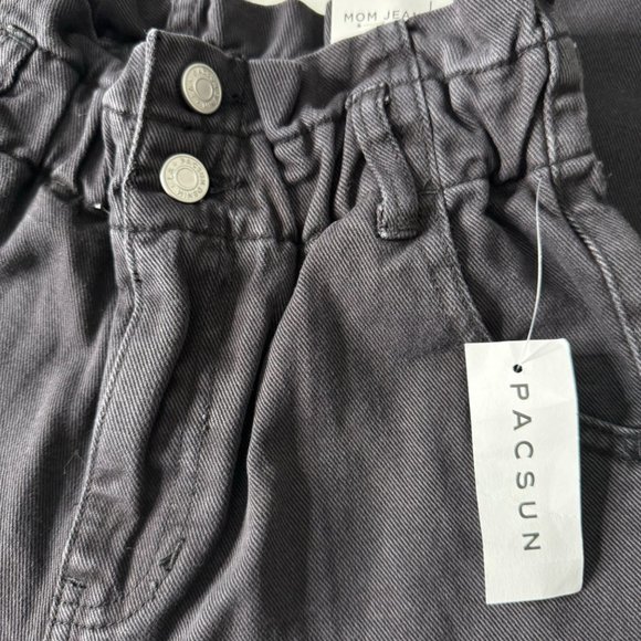 PACSUN Mom Jeans Women's Size 23 Caviar Black Flex Waist 100% Cotton 0051 NWT - Picture 6 of 14